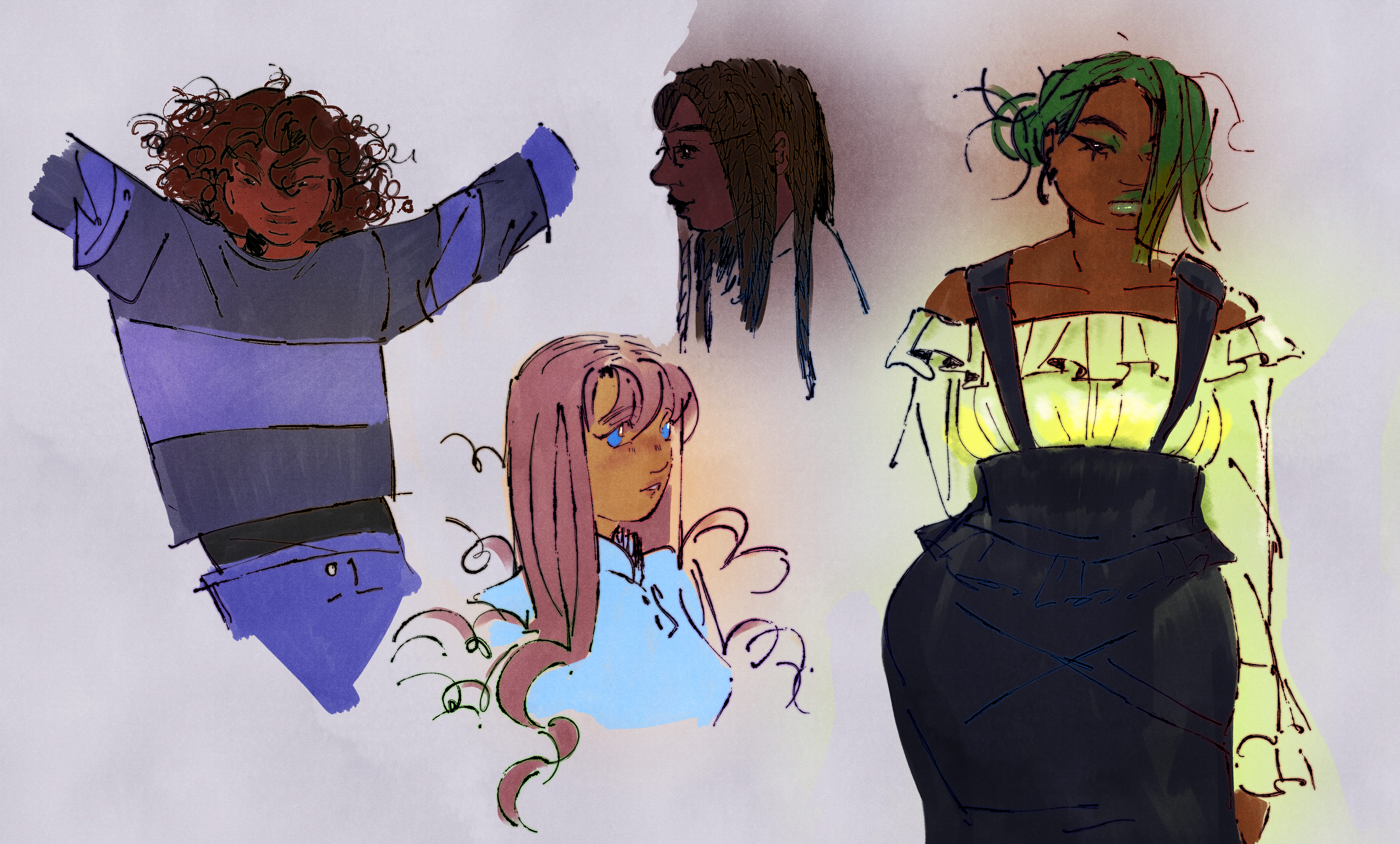 Charlie, Rachel, Felicia and Parvati doodle