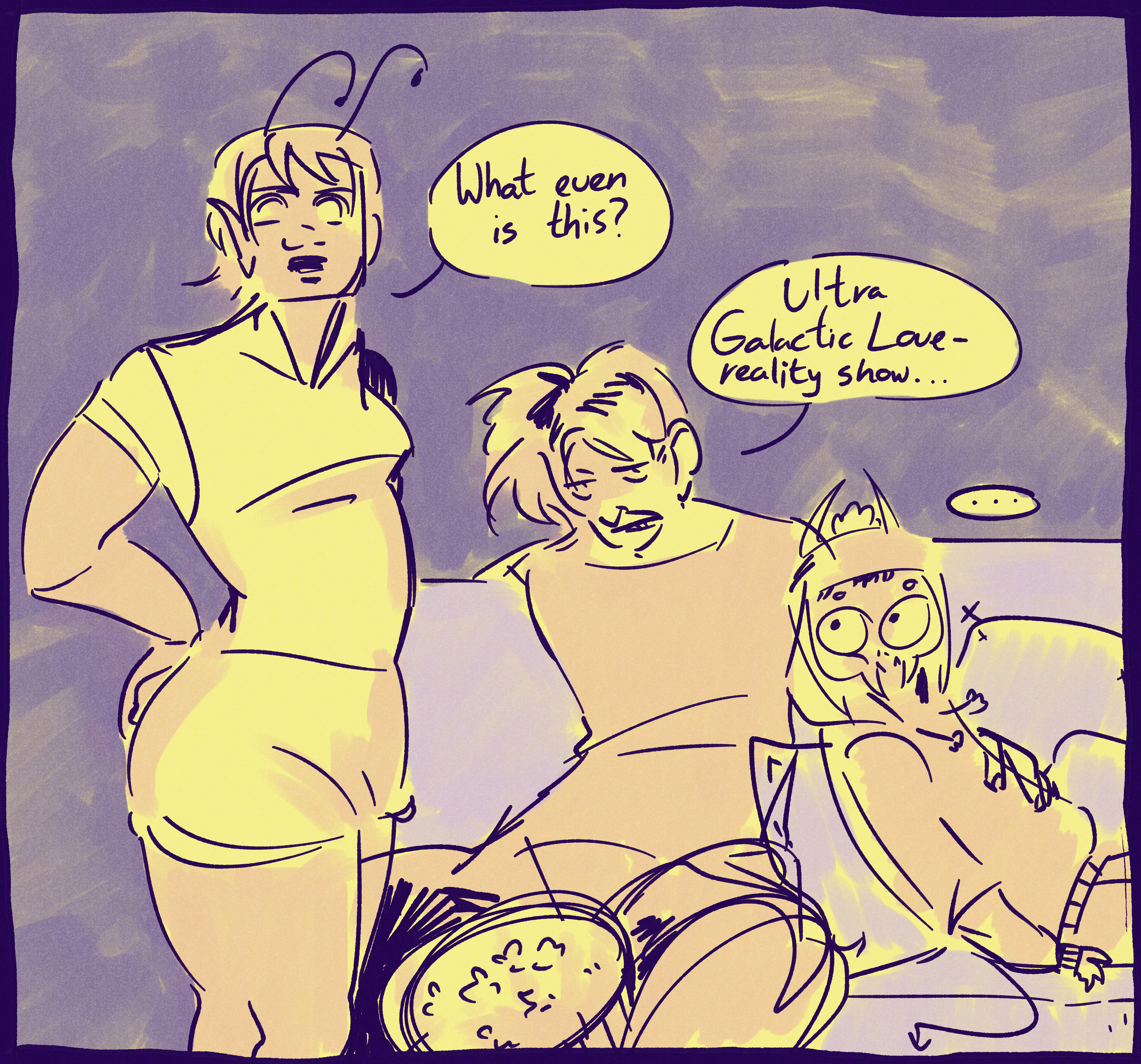 One panel doodle with dialogue. Old art